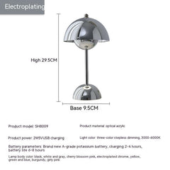 Lampe de Table d'ambiance bourgeon rechargeable, lampe décorative de chevet