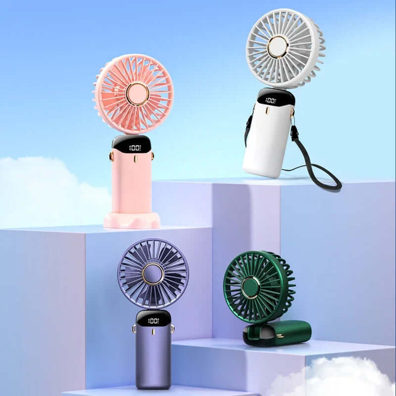 Mini ventilateur électrique portatif Rechargeable par USB, pliable, suspendu au cou, pour l'extérieur, réglable, 5 vitesses, refroidisseur d'air puissant