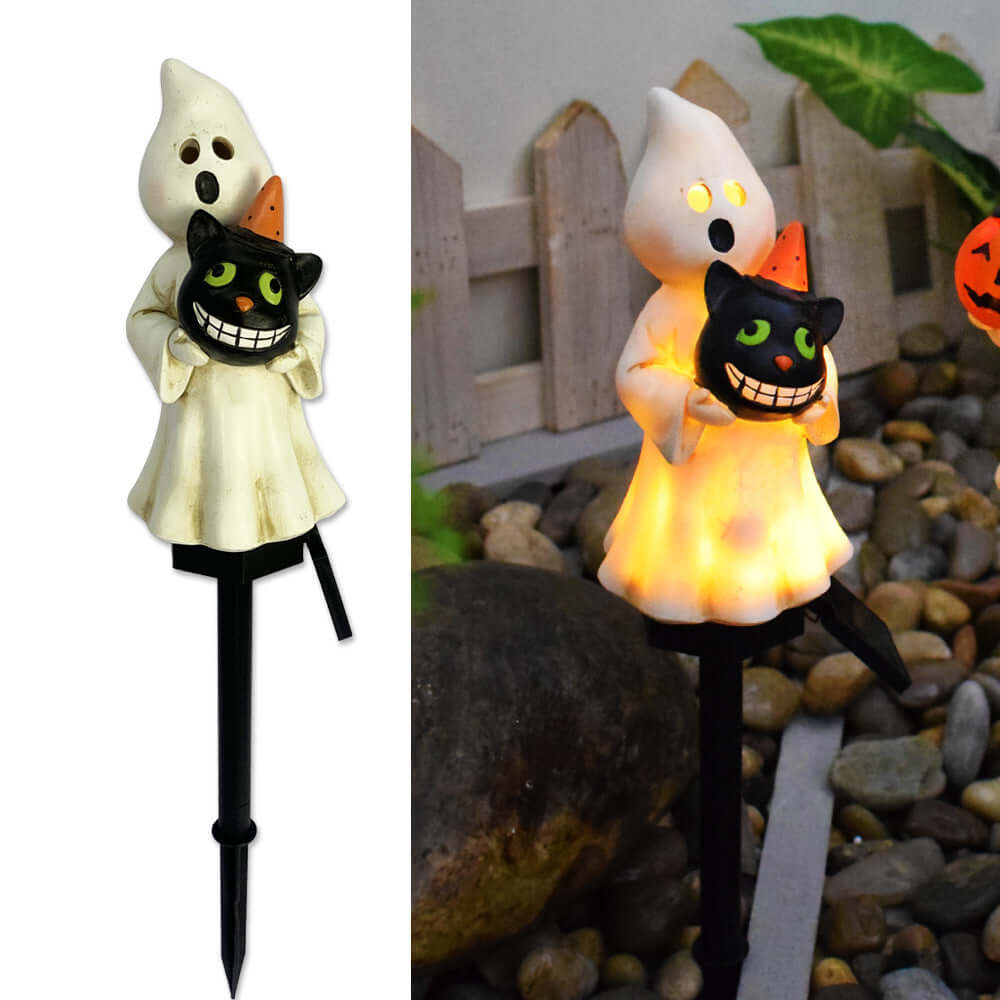 Solar Halloween Outdoor Creative Atmosphere Pumpkin Lamp with Waterproof Wrought Iron Design for Garden Decor