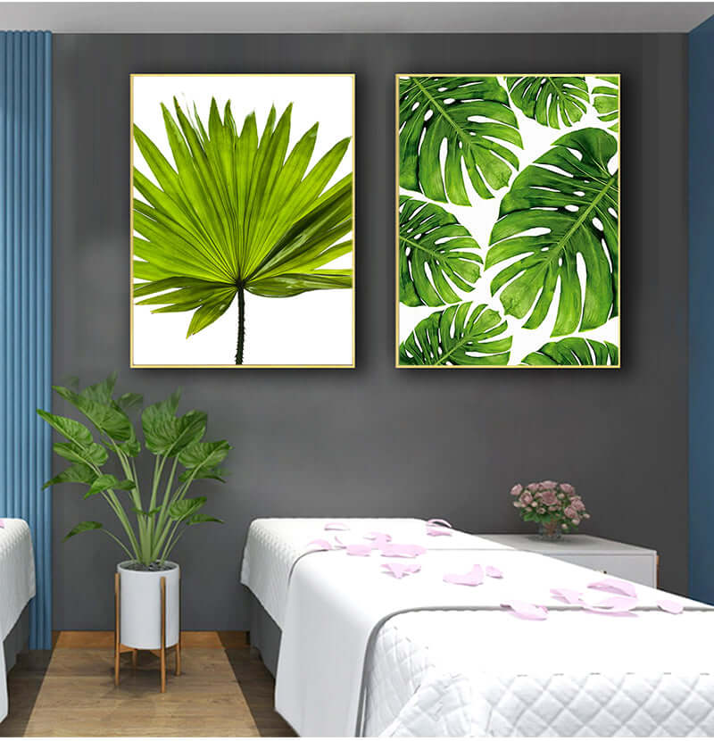 Peinture sur toile de plantes vertes, décoration d'intérieur