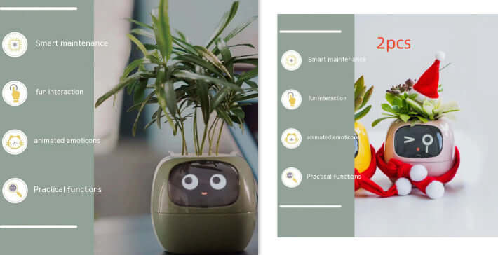 Smart Planter Endloser Spaß Über 49 ausdrucksstarke Ausdrücke 7 intelligente Sensoren und KI-Chips machen das Pflanzenaufziehen einfach und unterhaltsam