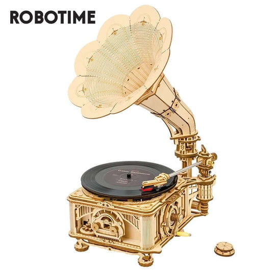 Robotime ROKR bricolage manivelle classique Gramophone en bois Puzzle modèle Kits de construction assemblage jouet cadeau pour enfants LKB01