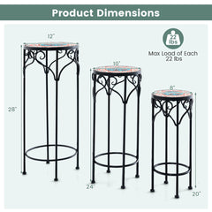 Présentoir à fleurs décoratif avec plateau en céramique pour patio