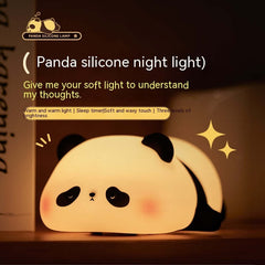 Panda-Nachtlichter für Kinder, süßes Tier, Silikon, Timing, wiederaufladbare Lampe, Cartoon-Panda, Schlafzimmer-Dekoration, Kinder, Jungen, Mädchen, Geschenk