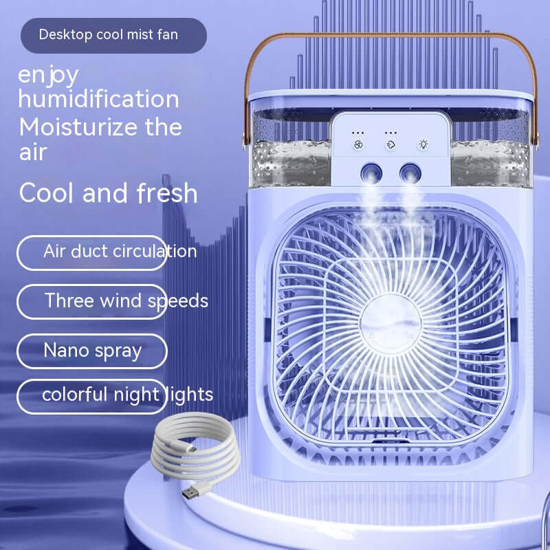 Humidificateur d'air 3 en 1, nouvelle Version de charge, ventilateur de refroidissement, veilleuse LED, Humidification par brouillard d'eau, ventilateur électrique par pulvérisation