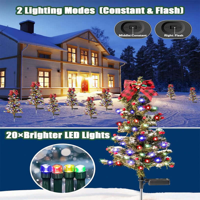 Wasserdichte Outdoor-Weihnachtsdekoration, Solar-Weihnachtsbaum, 2 Modi, Hofpfahl, Weihnachts-Wege-Licht für Garten- und Hofdekoration