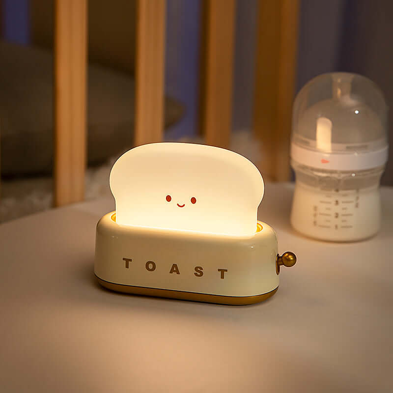 Creative LED Bread Maker Night Light USB Charging Dimming Toast Lamp Bedroom Children Timing Sleeping Lamps Funny Light