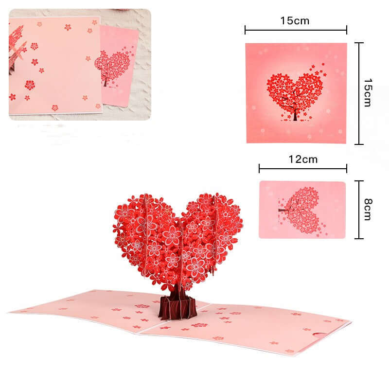 Valentine's Day Stereoscopic Greeting Cards Love Cherry Tree Paper