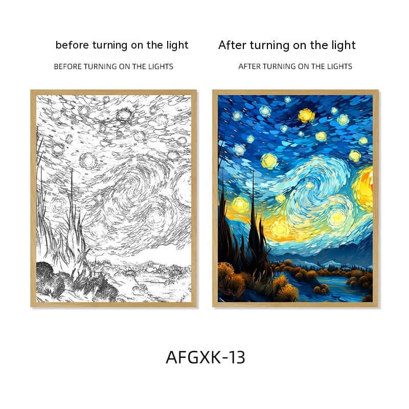 Van Gogh Famous Starry Sky Line Living Room Lighting Painting