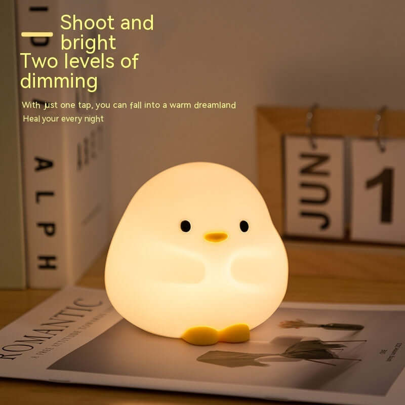 Niedliche Ente LED-Nachtlampe, Cartoon-Silikon, wiederaufladbar, USB-Schlaflicht, Berührungssensor, Timing, Schlafzimmer, Nachttischlampe für Kinder, Geschenk für Zuhause, Dekoration