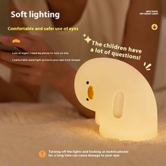 Veilleuse LED en forme de canard mignon, rechargeable par USB, lampe en silicone, douce au toucher, lumière d'ambiance, cadeau pour enfant, décoration de chambre à coucher