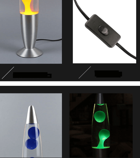 Lampe à cire à fond métallique, lampe à lave volcanique