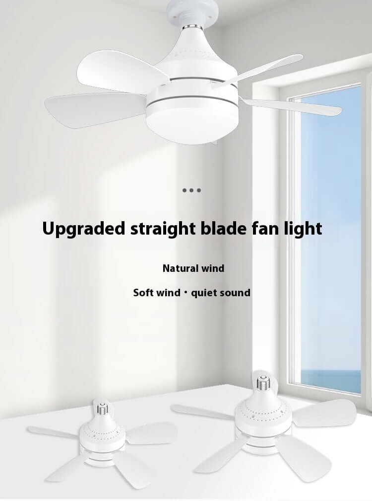 LED Straight Leaf Fan Lamp E27 Screw Detachable Fan Blade Bedroom Three-color Dimming Ceiling Ceiling Fan Lights