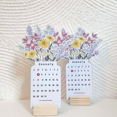 Nouveau 2024 fleurs fleuries calendrier de bureau calendrier de bureau en bois