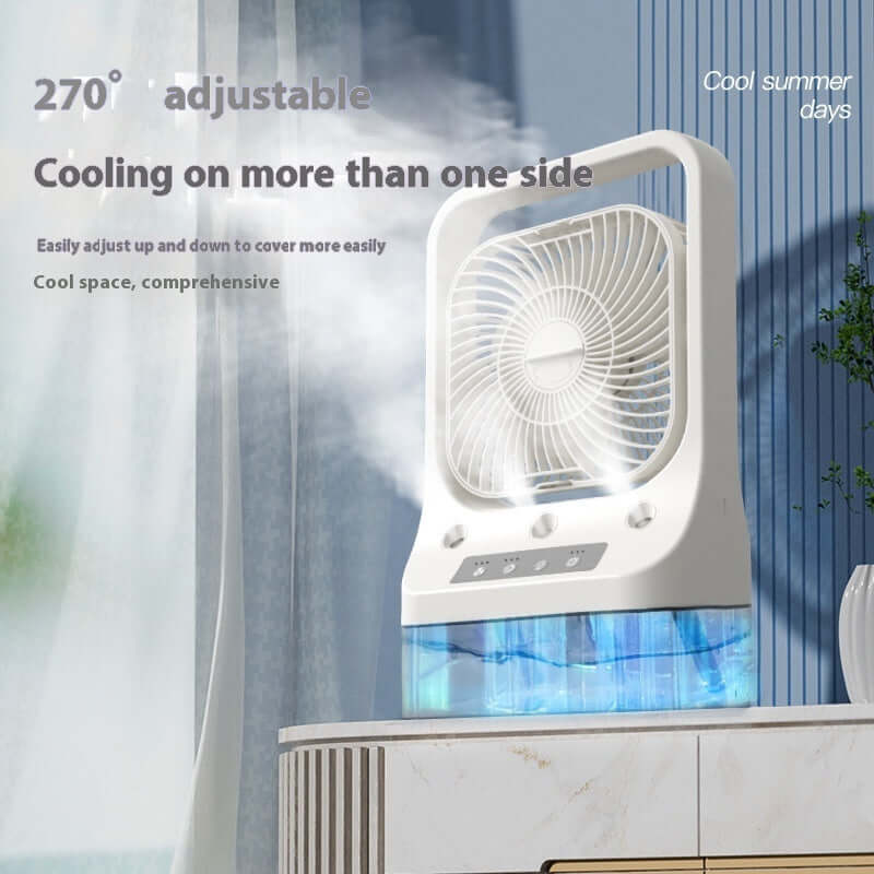 Ventilateur de refroidissement domestique, tête Rechargeable par Usb, refroidissement de l'air réglable, réservoir de climatisation refroidi à l'eau, ventilateurs de refroidissement à faible bruit