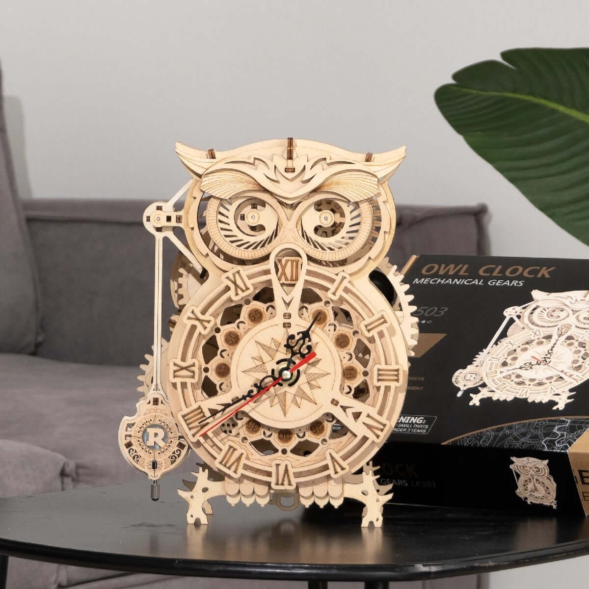 Robotime Rokr Creative DIY Toys 3D Owl Wooden Clock Building Block Kits For Children Christmas Gifts Home Decoration LK503