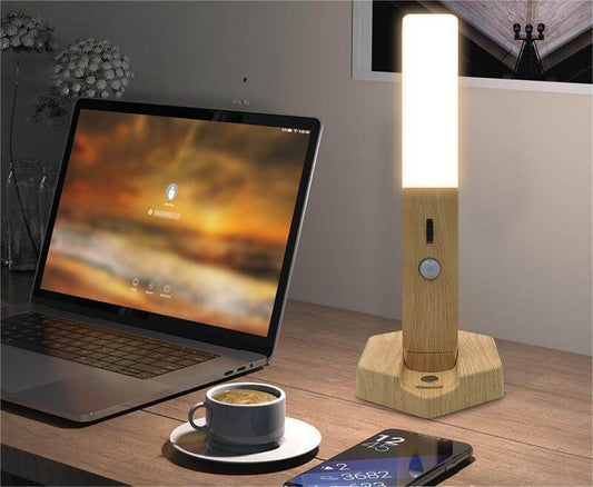 Lampe de nuit en bois pour maison intelligente, petite lampe LED à Induction