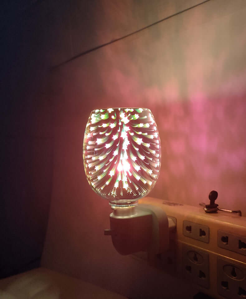 Lampe de fusion de cire d'aromathérapie en verre 3D, petite lampe de nuit