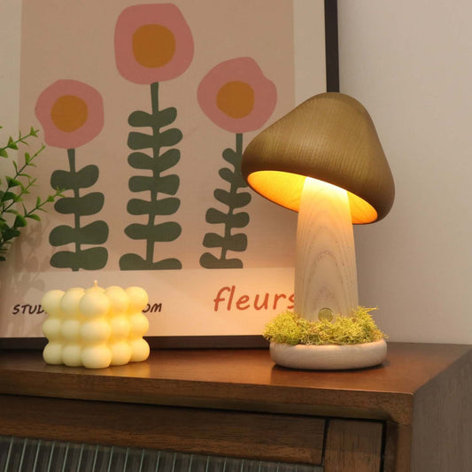 Lampe LED en forme de champignon torsadé, lumière chaude tactile, tête de lit pour chambre à coucher, en bois de hêtre, USB, lampes d'ambiance décoratives, décoration de la maison