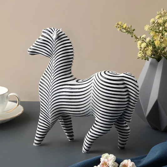 Living Room Black And White Striped Zebra Resin Abstract Decorations