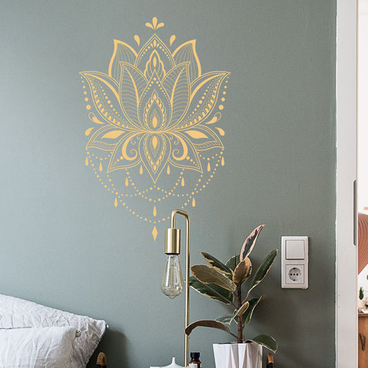 Autocollants muraux décoratifs simples et artistiques en forme de lotus pour chambre à coucher et salon