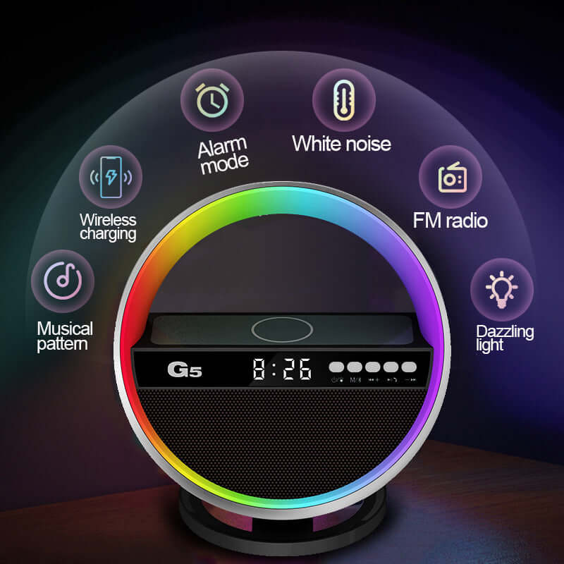 2024 New Multifunction Wireless Charger Bluetooth Speaker Large G Ambience Light