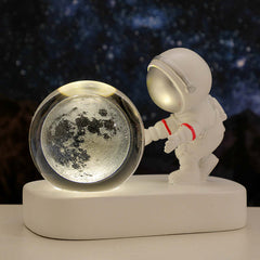 Boule de cristal d'astronaute planétaire scintillante, veilleuse alimentée par USB, lampe de chevet chaude, cadeau d'anniversaire