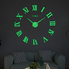 Horloge murale lumineuse en acrylique créative Rome à coller soi-même