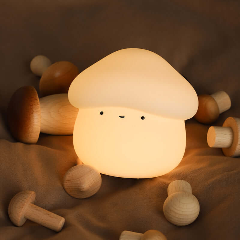 UNew Champignon Petite Lampe de Nuit Mignon Silicone Minuterie de Sommeil Veilleuse Chevet Intéressant Charge Ambiance Lumière Chambre Décor Décor À La Maison