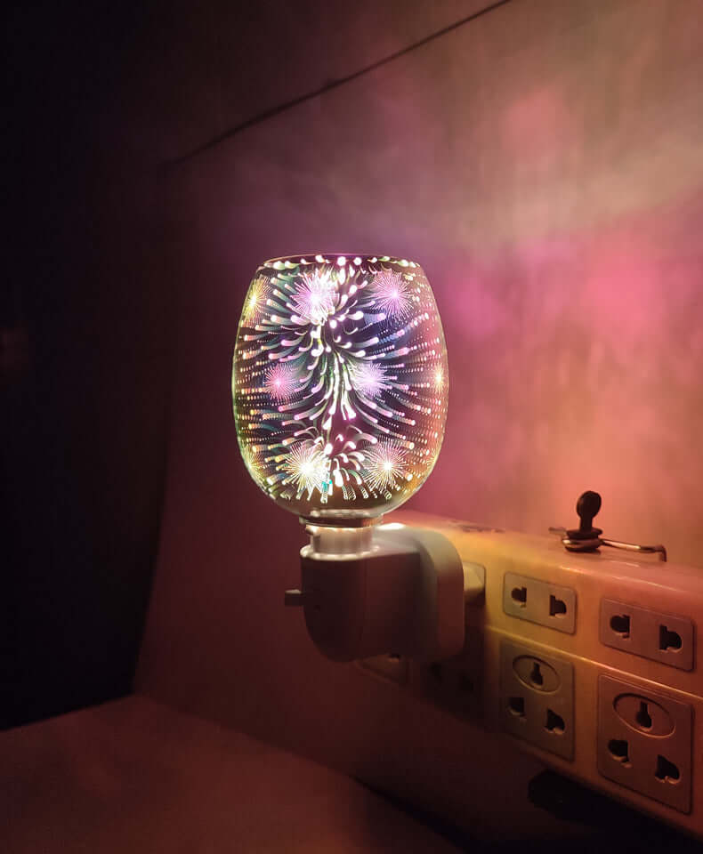 Lampe de fusion de cire d'aromathérapie en verre 3D, petite lampe de nuit