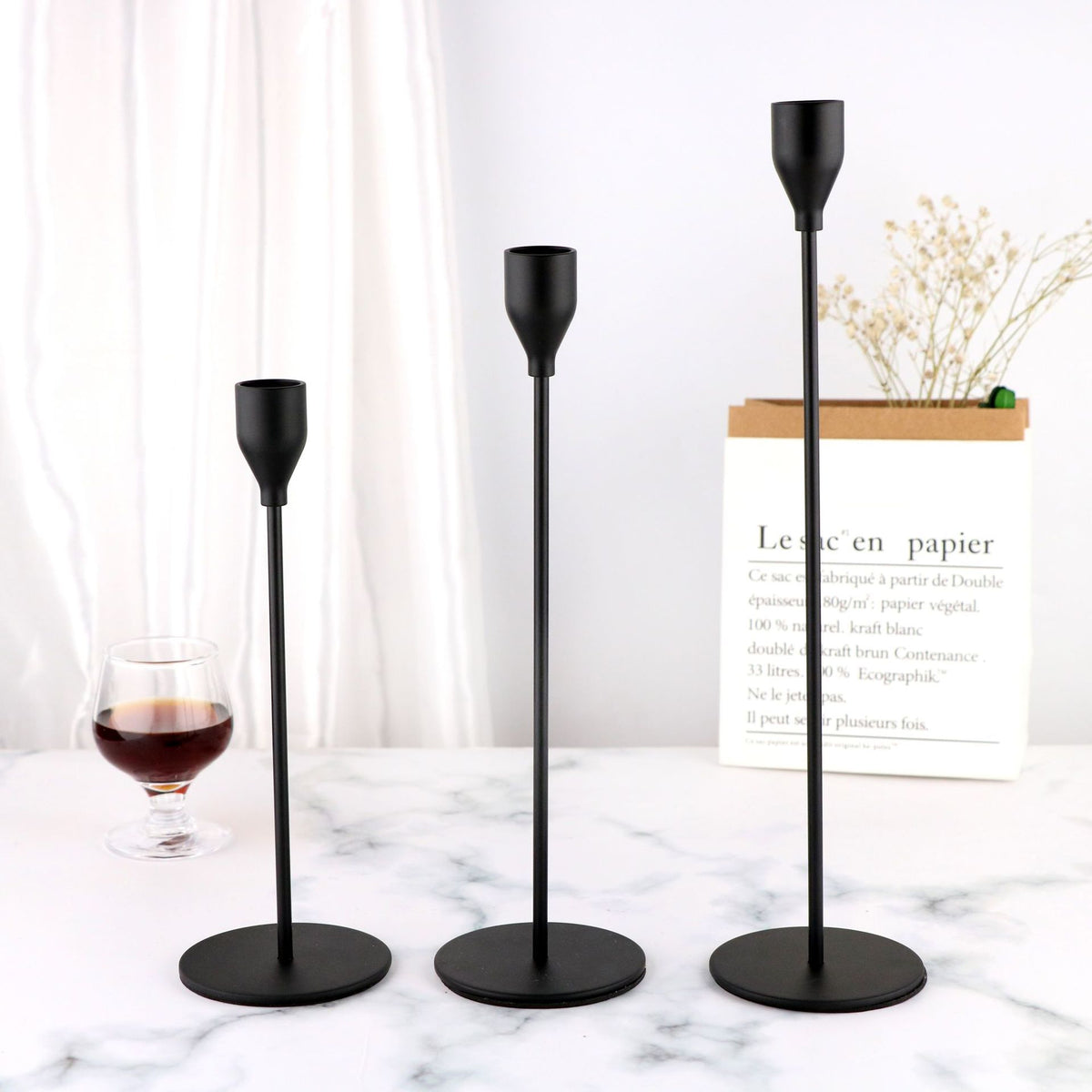 Simple Iron Living Room Decorative Wine Glass Candlestick