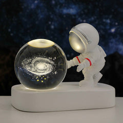 Glowing Planetary Galaxy Astronaut Crystal Ball Night Lights USB Power Warm Bedside Light Brithday Gift Night Lamp