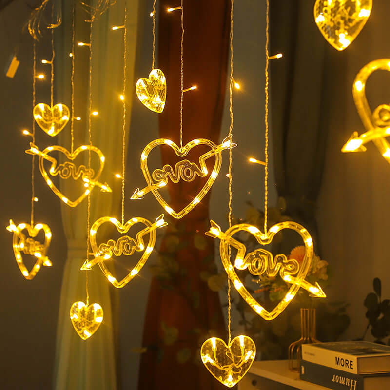 Lampe rideau d'amour pour chambre, décoration romantique de vacances