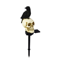 Solar Resin Halloween Crow Skull Outdoor Landscape Light for Garden and Courtyard Decoration