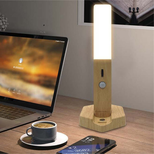 Lampe de nuit en bois pour maison intelligente, petite lampe LED à Induction