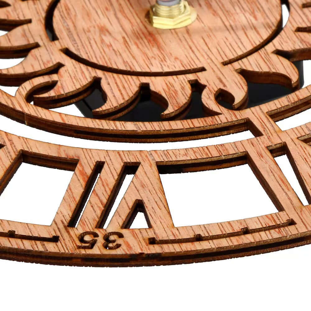 Round Sun Roman Digital Creative Wooden Tree Wall Clock