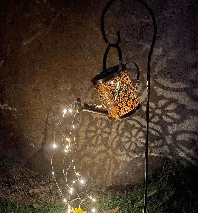 Arrosoir enchanté, arrosoir solaire d'extérieur, lampe d'ornement, lumière artistique de jardin, décoration en fer ajouré, lumières LED pour douche