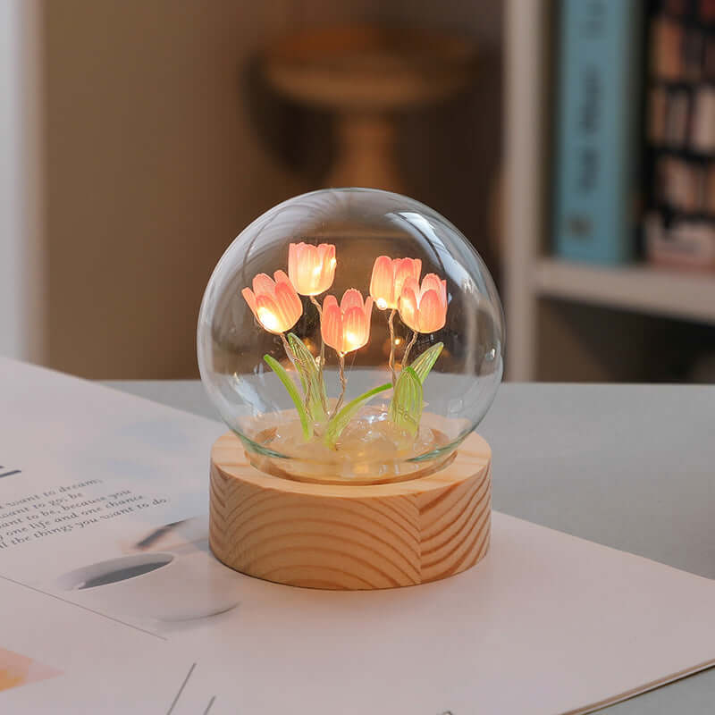 Künstliche Tulpe Blume Nachtlicht Ornamente handgemachte DIY Nachttisch Lampe LED Nacht Lampe Schlafzimmer Dekor Geburtstag Geschenke Tisch Lampe