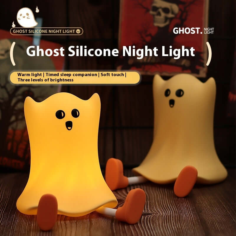 Lampe de chevet en silicone en forme de fantôme d'Halloween avec contrôle tactile, lueur douce pour une décoration résistante à l'eau