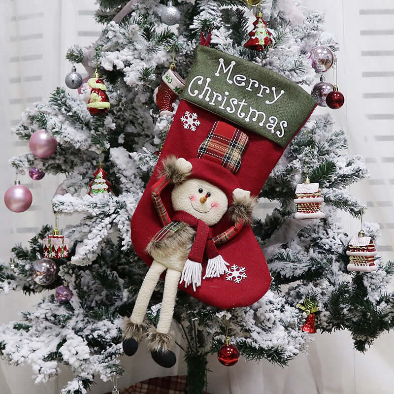 Ensemble de décorations de Noël pour le Nouvel An, grandes chaussettes en peluche 3D, pendentif pour arbre de Noël, fournitures de décoration