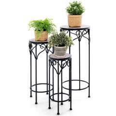 Présentoir à fleurs décoratif avec plateau en céramique pour patio