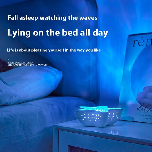 Lampe de projection d'étoiles de mer, petite lampe de nuit ondulée pour chambre à coucher
