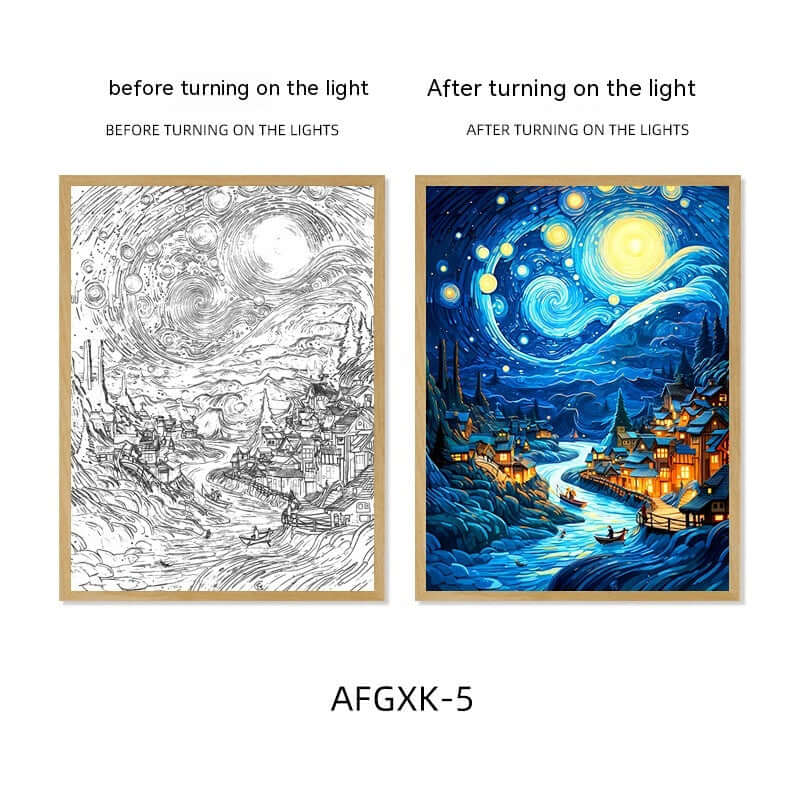 Van Gogh Famous Starry Sky Line Living Room Lighting Painting