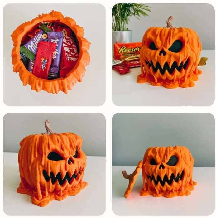 Melting Halloween Pumpkin Candy Bowl Resin Handicraft for Festive Decor and Treats Display