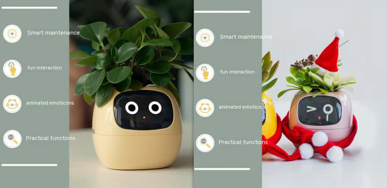 Smart Planter Endloser Spaß Über 49 ausdrucksstarke Ausdrücke 7 intelligente Sensoren und KI-Chips machen das Pflanzenaufziehen einfach und unterhaltsam