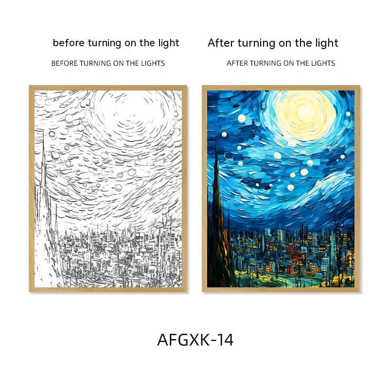 Van Gogh Famous Starry Sky Line Living Room Lighting Painting