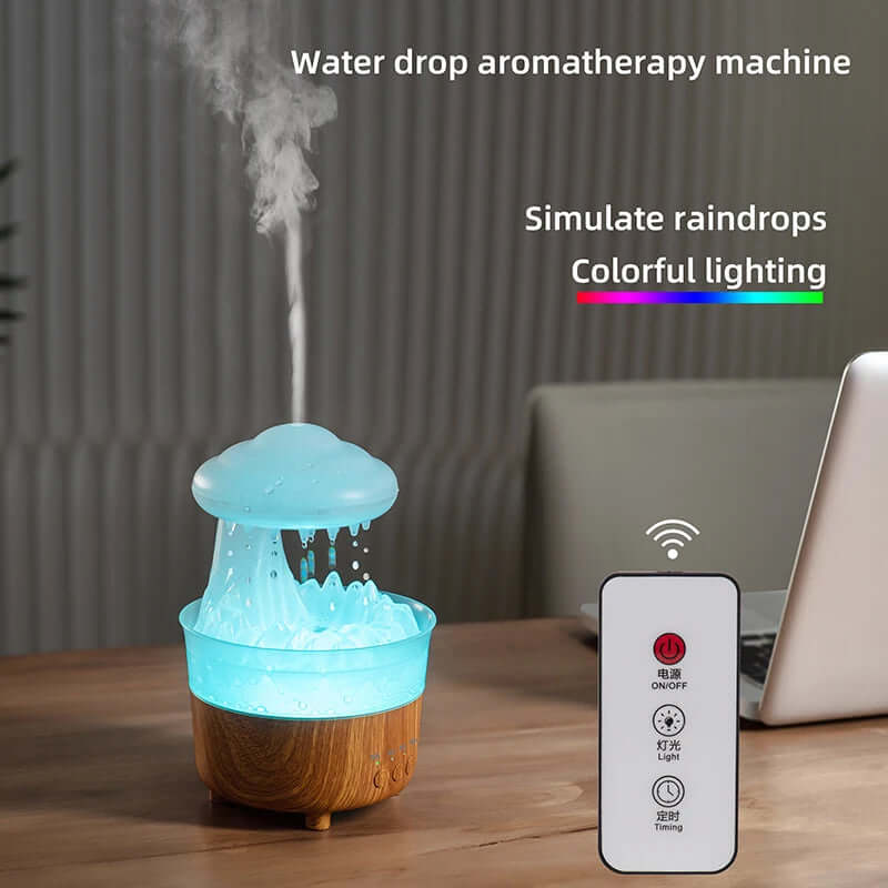 2023 Regenwolken-Nachtlicht-Luftbefeuchter mit Regenwassertropfen-Sound und 7-farbigem LED-Licht-Diffusor für ätherische Öle, Aromatherapie