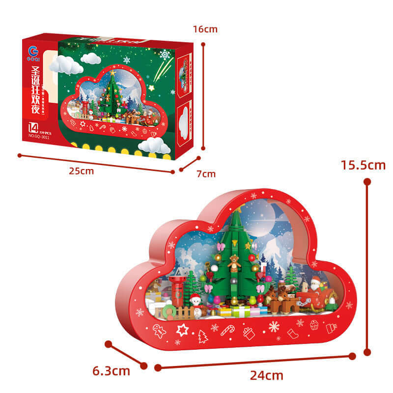 Christmas Cloud Night Lamp LED Table Light - Assembled Building Block Toy, Decorative Mirror