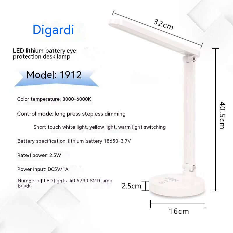 Lampe de table pliante à double usage, charge et branchement, pour étudiant, dortoir d'étude