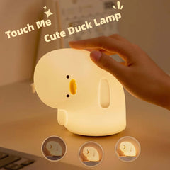 Veilleuse LED en forme de canard mignon, rechargeable par USB, lampe en silicone, douce au toucher, lumière d'ambiance, cadeau pour enfant, décoration de chambre à coucher